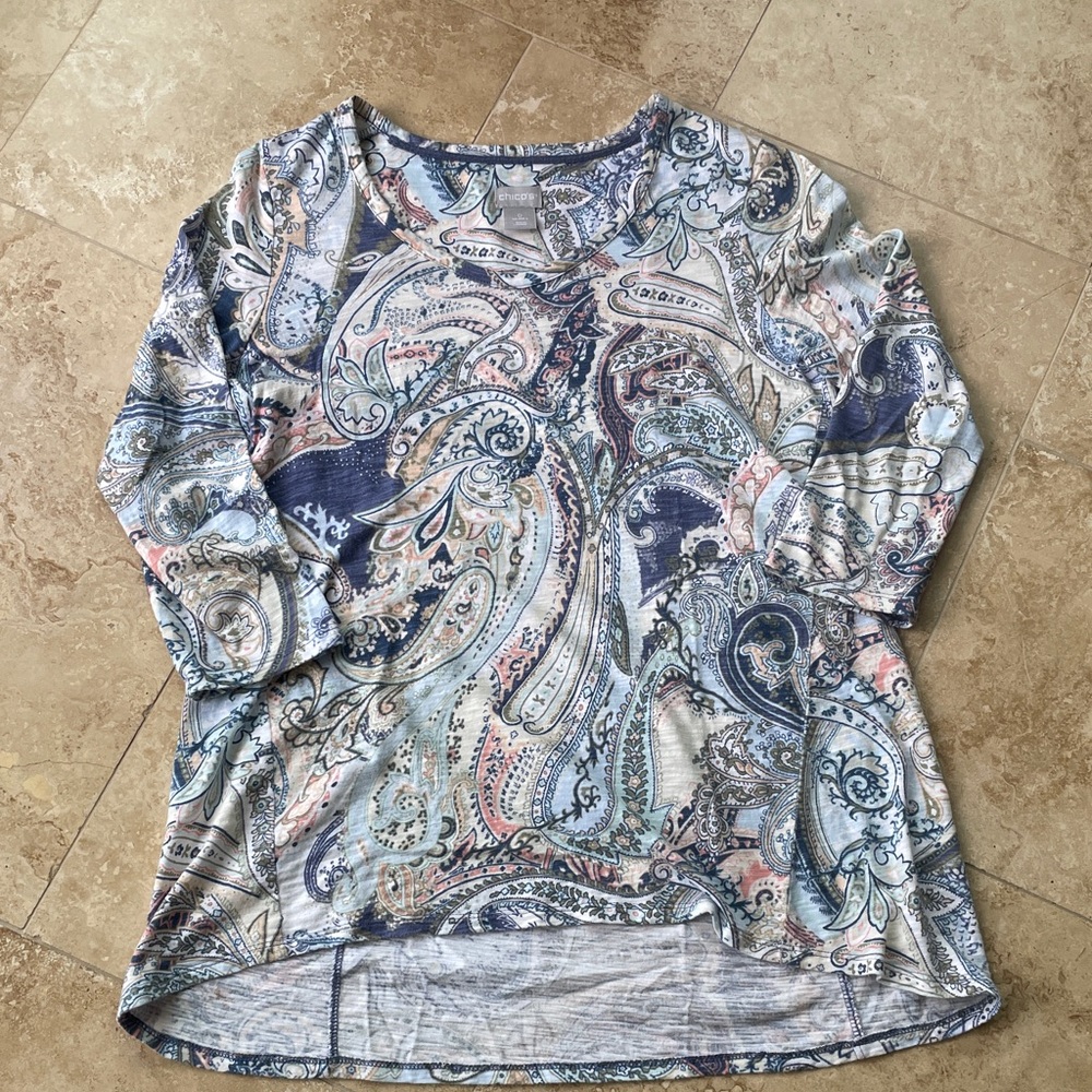 Chico's Multicolor Paisley Long Sleeve Top
